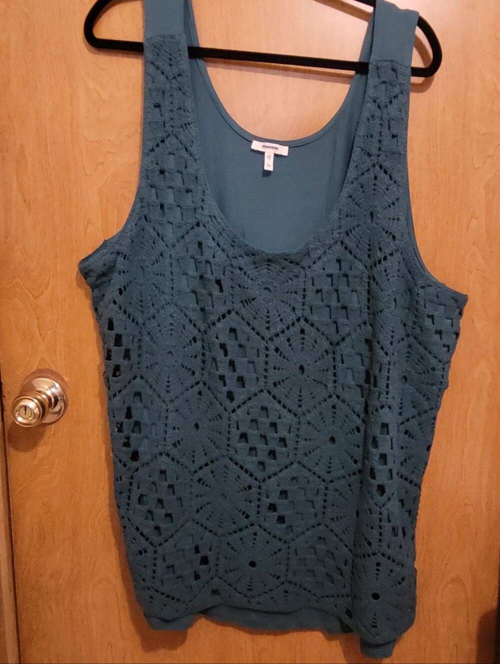 Maurices Teal Crochet Overlay Tank Top